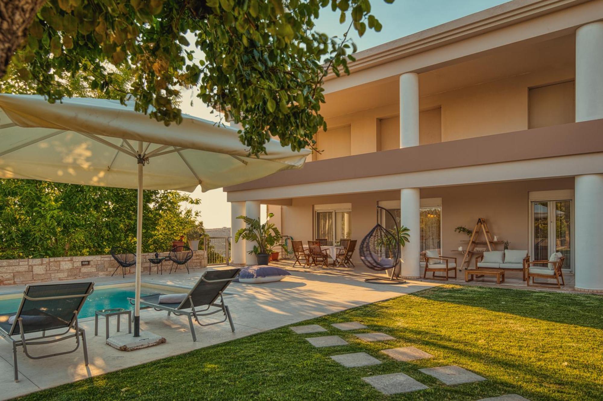 Blue Sky Villa In Crete Epano Vathia Bagian luar foto